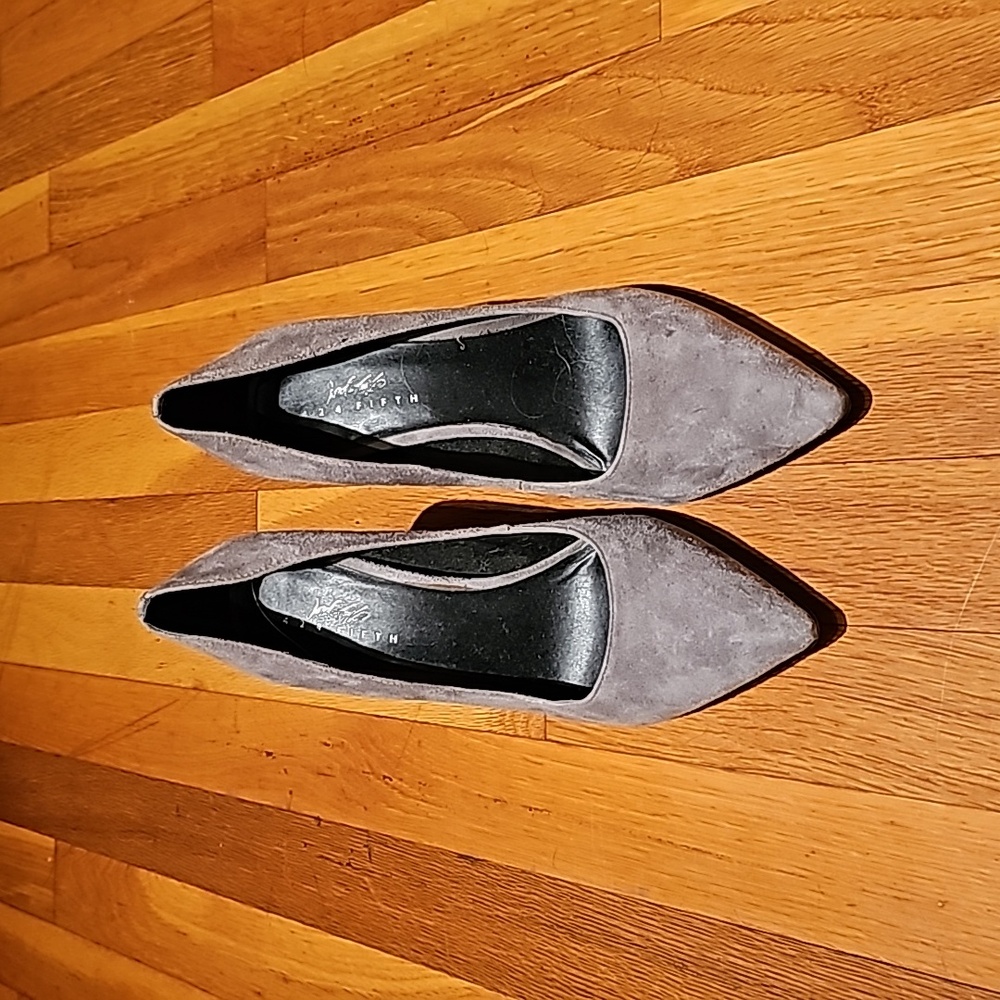 Grey suede heels